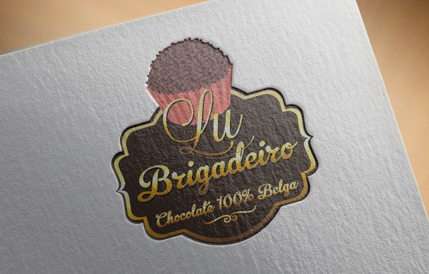 Logotipo profissional da Lu Brigadeiro com design moderno para o ramo de alimentação e doces gourmet.