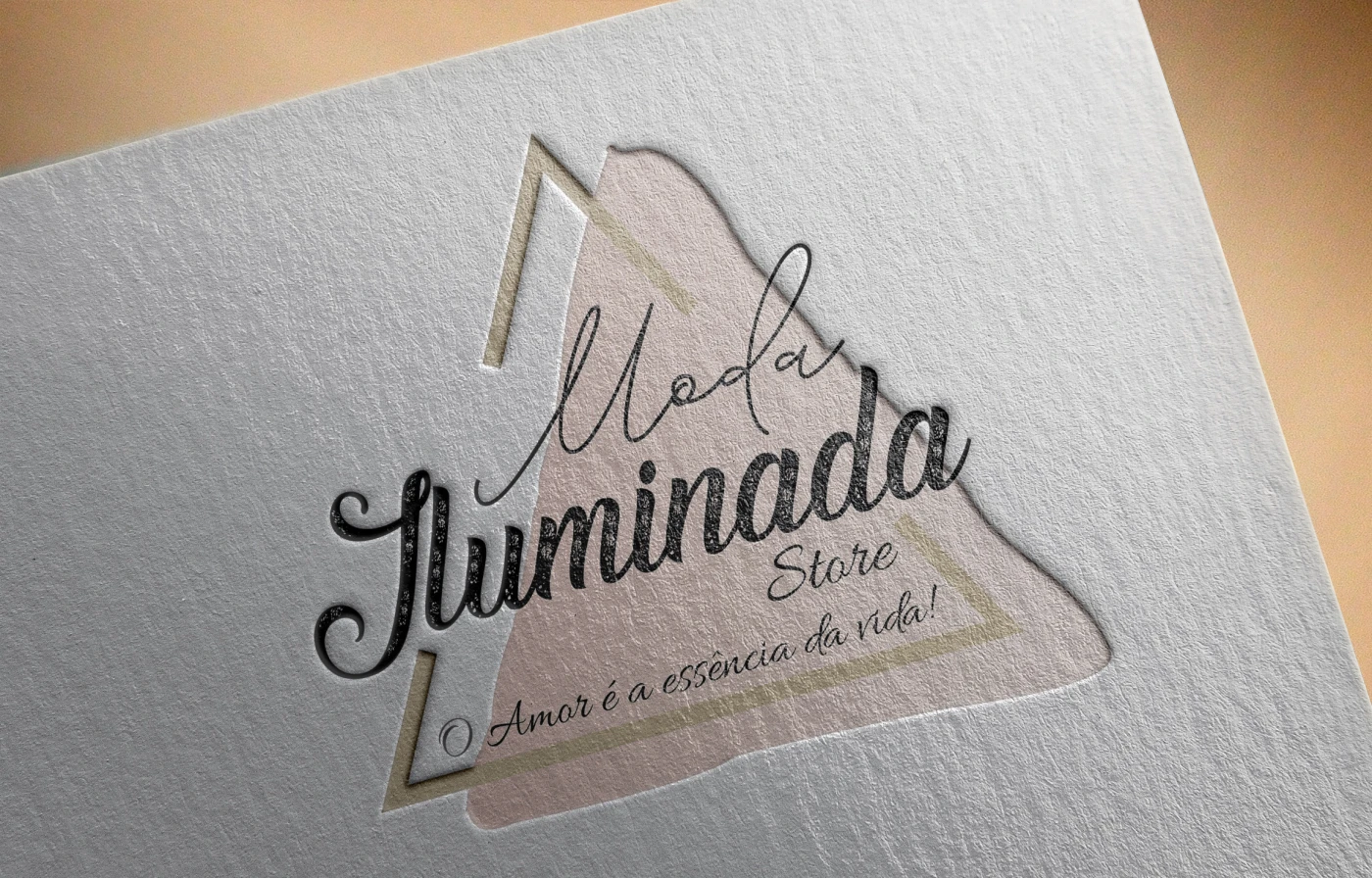 Logotipo da loja Moda Iluminada apresentando design elegante para o ramo de moda feminina.