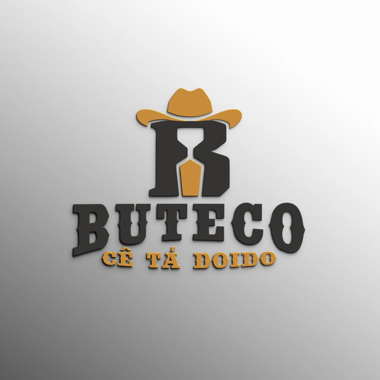 Logotipo do Buteco Cê Tá Doido em relevo com símbolo de chapéu e garrafa - criação de logo para buteco