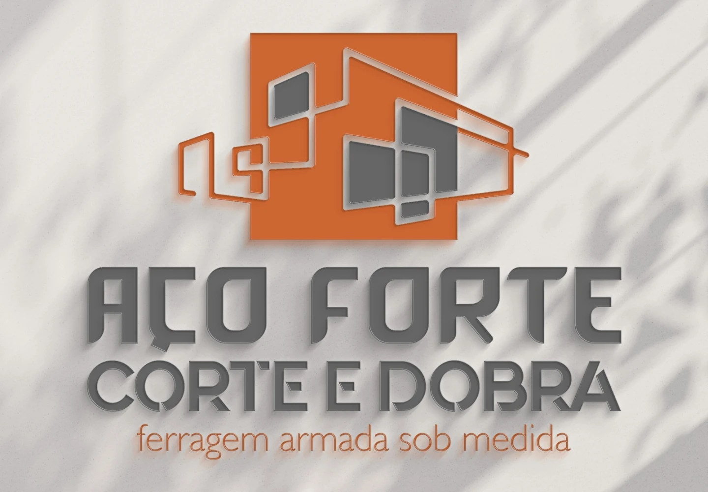 Logotipo moderno Aço Forte Corte e Dobra para empresa de construção civil e ferragem armada sob medida.