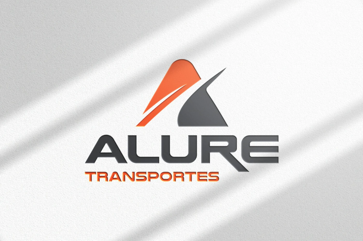 Logotipo moderno da Allure Transportes em tons de laranja e cinza para empresa de logística.
