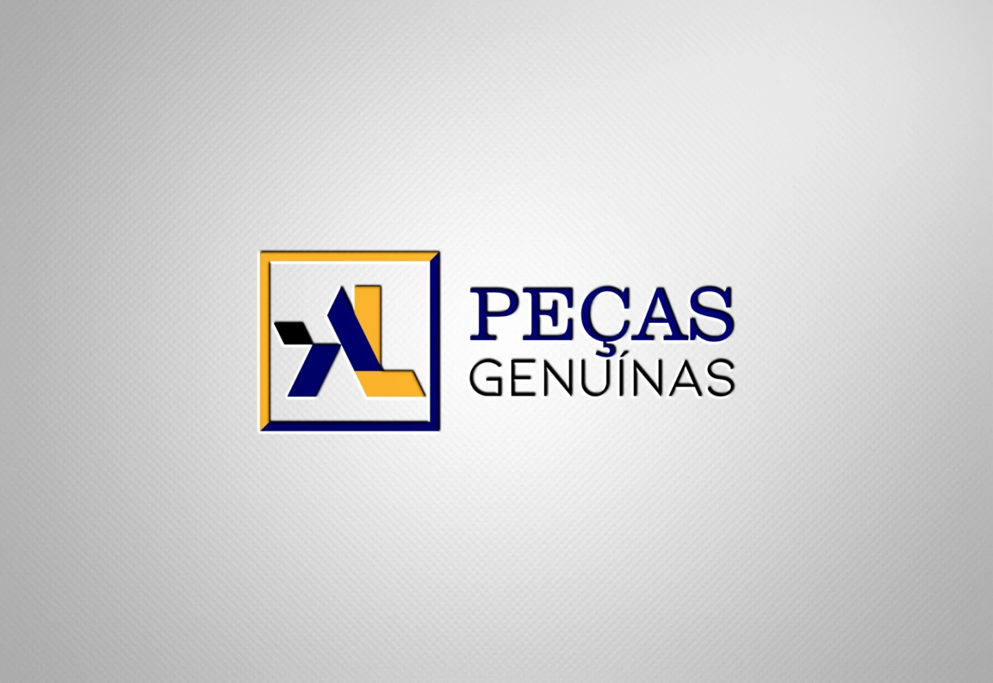 Logotipo moderno criado para a marca Peças Genuínas com as letras AL integradas em azul e dourado, focado na criação de logo para lojas e varejo.