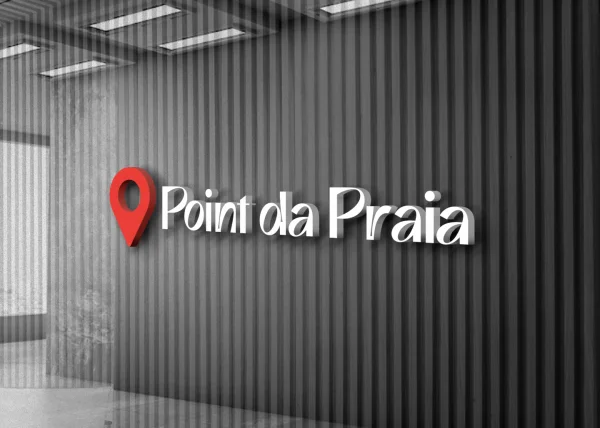 Design de logo moderno para o quiosque Point da Praia, destacando a identidade visual voltada para o ramo de bares e restaurantes.