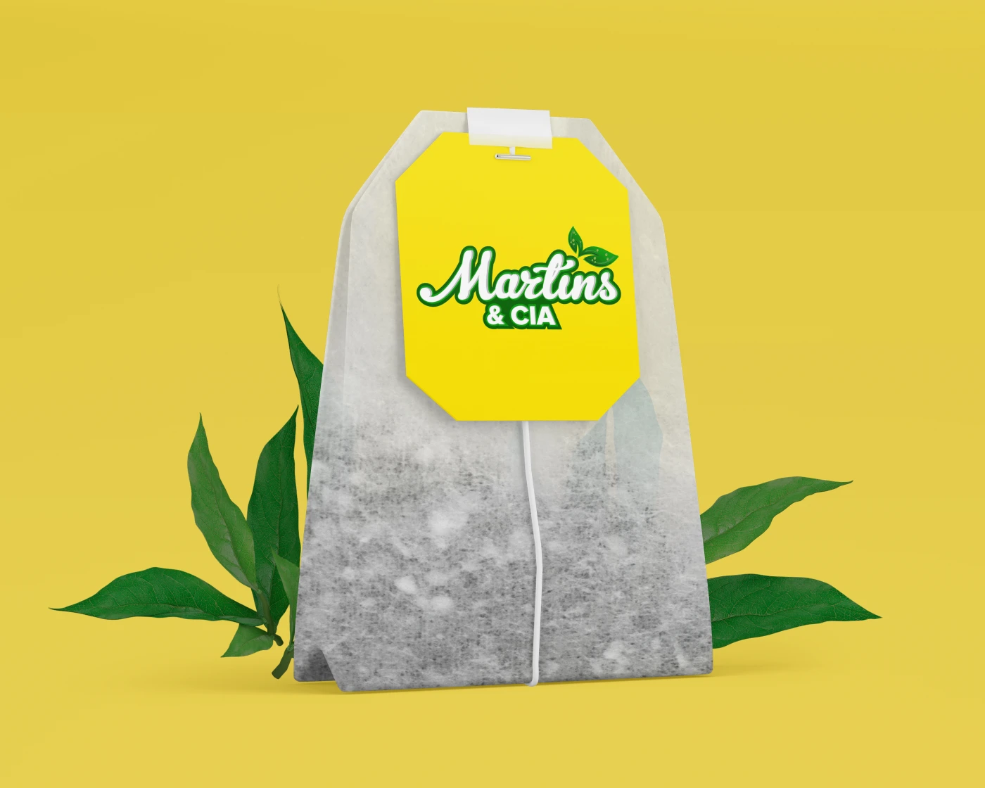 Logotipo moderno para empresa de chás naturais Martins & CIA apresentando semiótica orgânica.