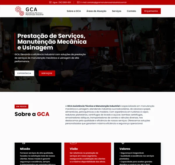 Criação de Site para Indústria GCA: Autoridade e Conversão em Usinagem