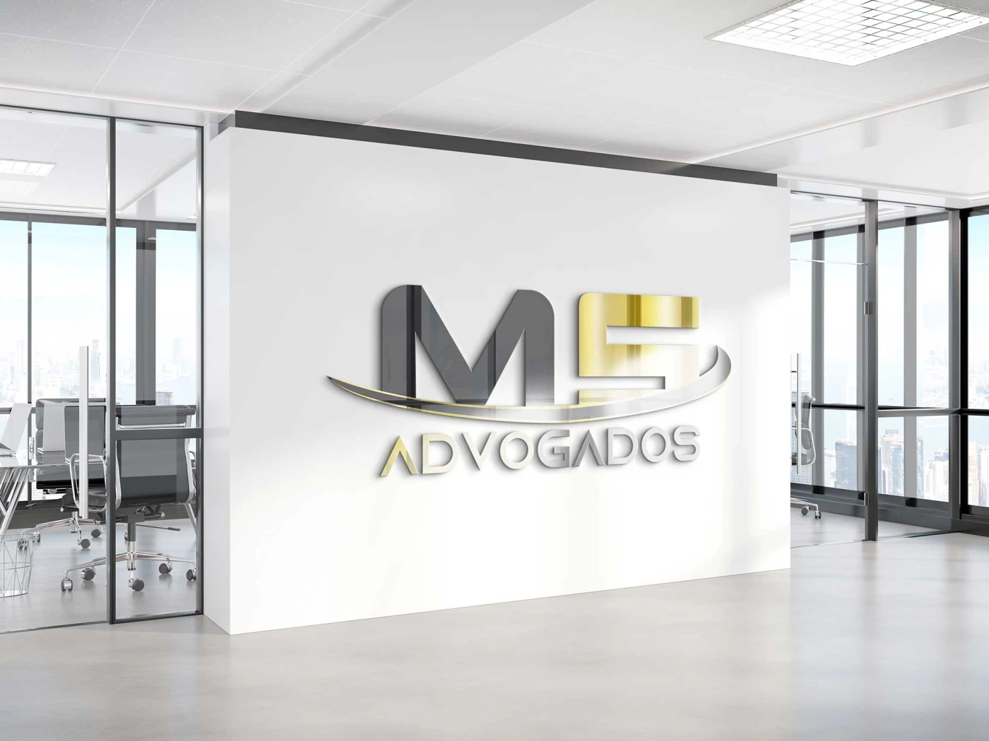 Logotipo moderno e elegante para o escritório MS Advogados em tons sóbrios.