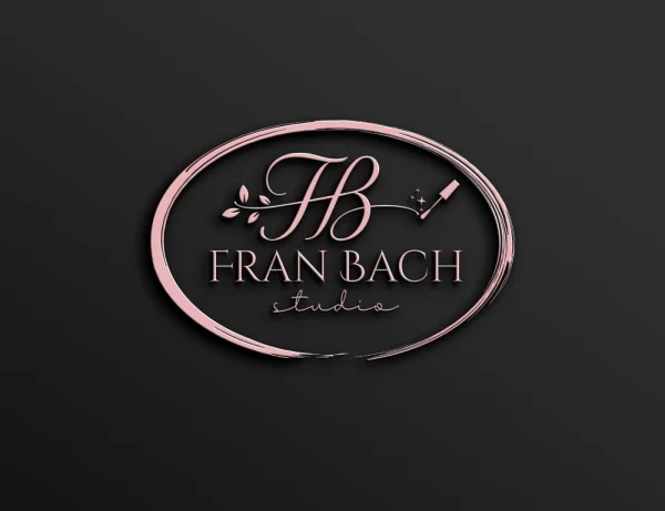 Logotipo sofisticado em Rose Gold para Fran Bach Studio de beleza e estética.
