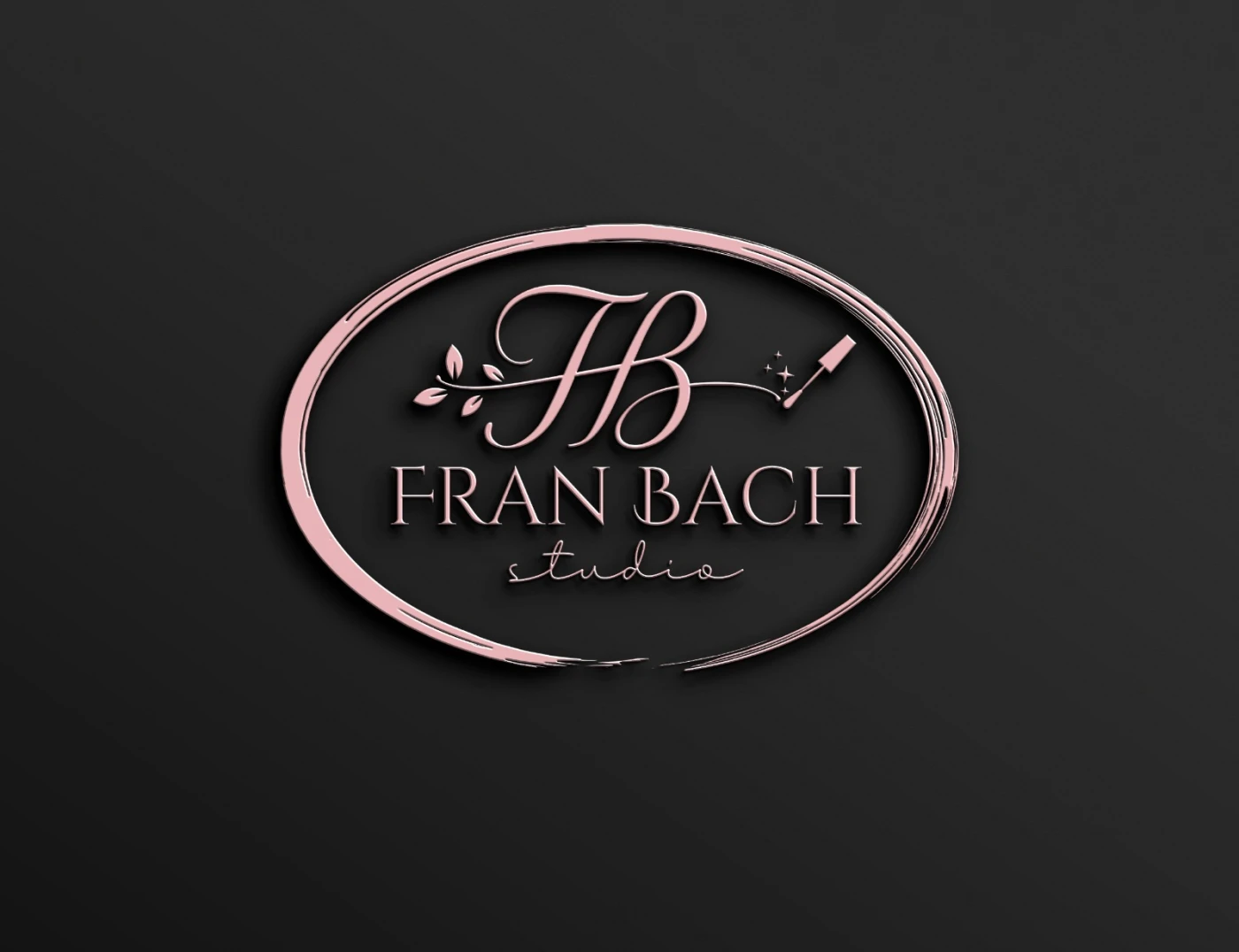Logotipo sofisticado em Rose Gold para Fran Bach Studio de beleza e estética.