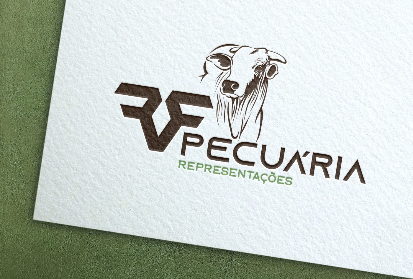Logotipo moderno para RF Pecuária Representações com foco em design para o agronegócio.