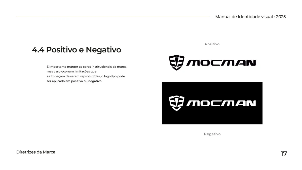 Versões monocromáticas da marca MOCMAN em alto contraste positivo (preto) e negativo (branco).