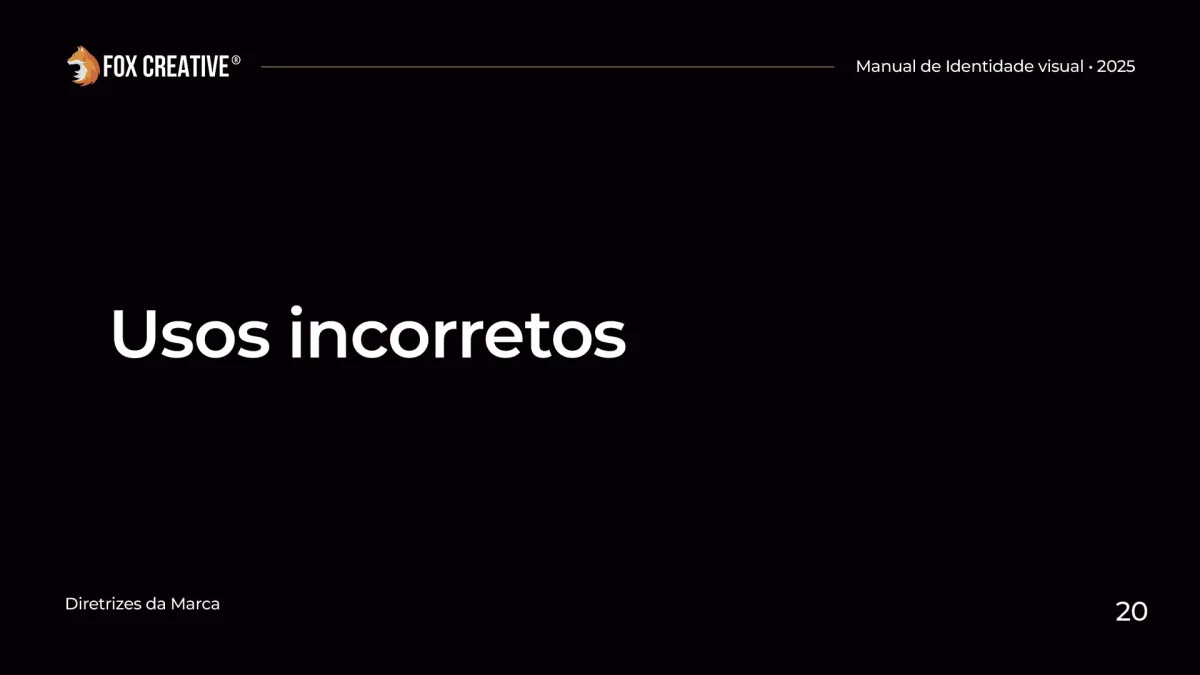 Página de advertência iniciando a área sobre os usos proibidos do logotipo da empresa.